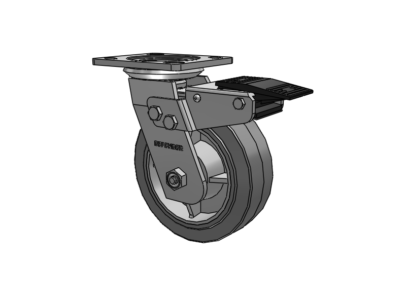 Defender D4 Series Stainless Steel Stainless Steel Top Plate Swivel Caster with 6 Performa Rubber (Flat/Grey) Wheel and Total Lock Brake
