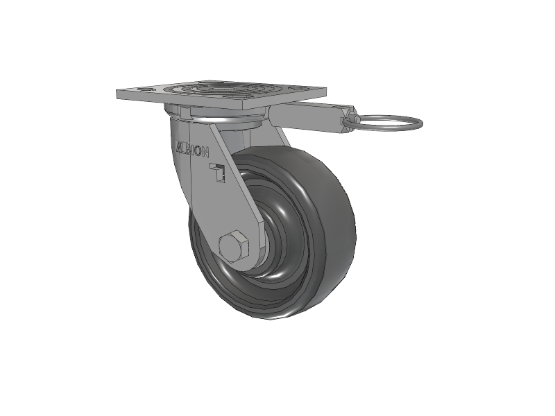 16 Series Top Plate Swivel Caster with 5 x 2 Grey Elastomer SE - Solid Elastomer Wheel