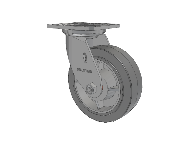 Defender D4 Series Stainless Steel Stainless Steel Top Plate Swivel Caster with 6 Performa Rubber (Flat/Grey) Wheel