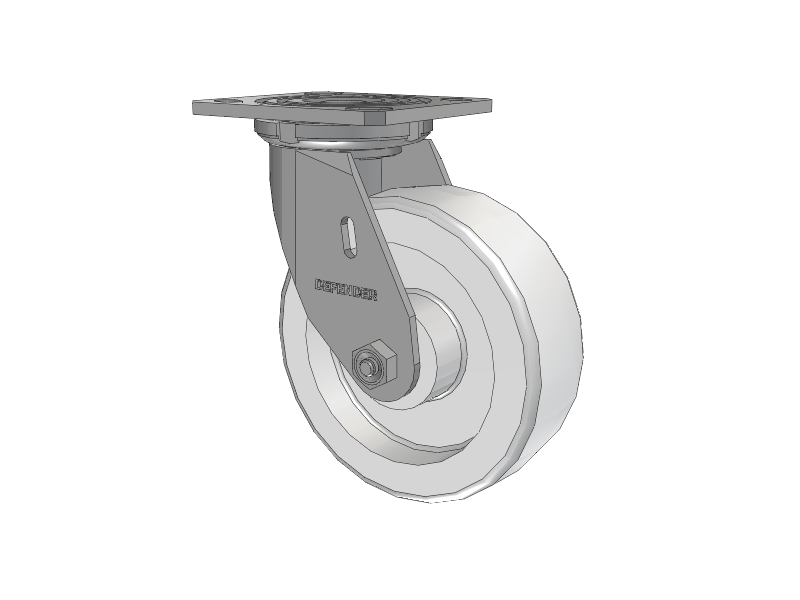 Defender D4 Series Stainless Steel Stainless Steel Top Plate Swivel Caster with 6 White Nylon Wheel