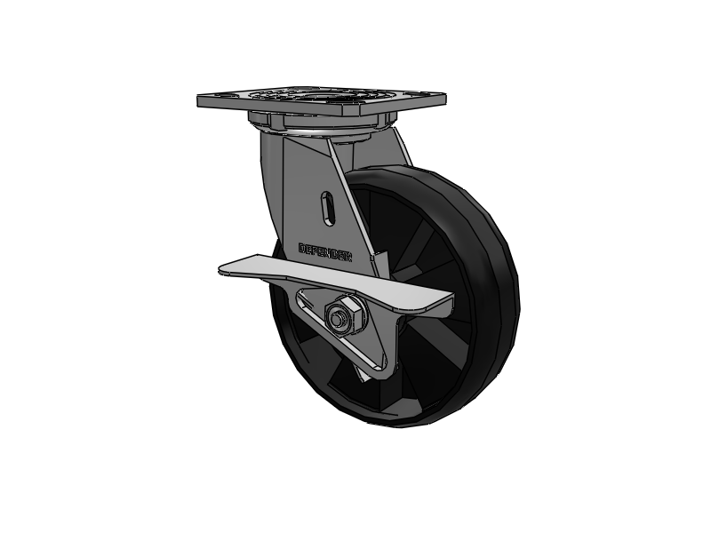 Defender D4 Series Stainless Steel Stainless Steel Top Plate Swivel Caster with 6 Maxim Nylon Glass Filled Wheel and Side Lock Brake