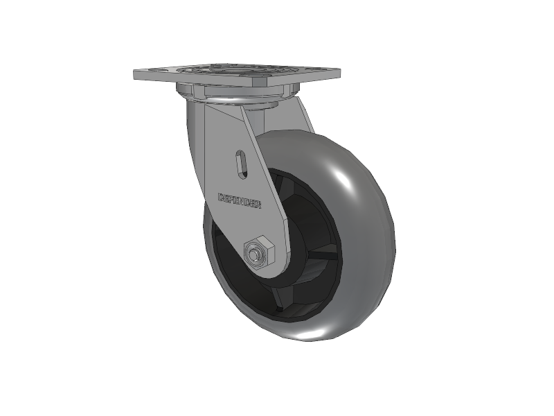 Defender D4 Series Stainless Steel Stainless Steel Top Plate Swivel Caster with 6 Performa Rubber (Round/Conductive) Wheel