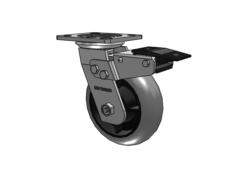 Defender D4 Series Stainless Steel Stainless Steel Top Plate Swivel Caster with 6 Performa Rubber (Round/Conductive) Wheel and Total Lock Brake