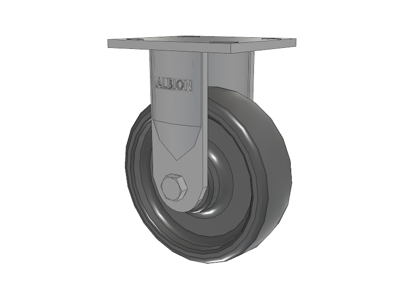 16 Series Top Plate Rigid Caster with 6 x 2 Grey Elastomer SE - Solid Elastomer Wheel