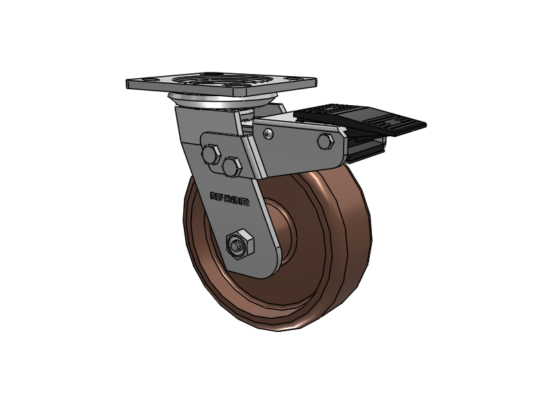 Defender D4 Series Stainless Steel Stainless Steel Top Plate Swivel Caster with 6 Thermo Hi-Temp Wheel and Total Lock Brake