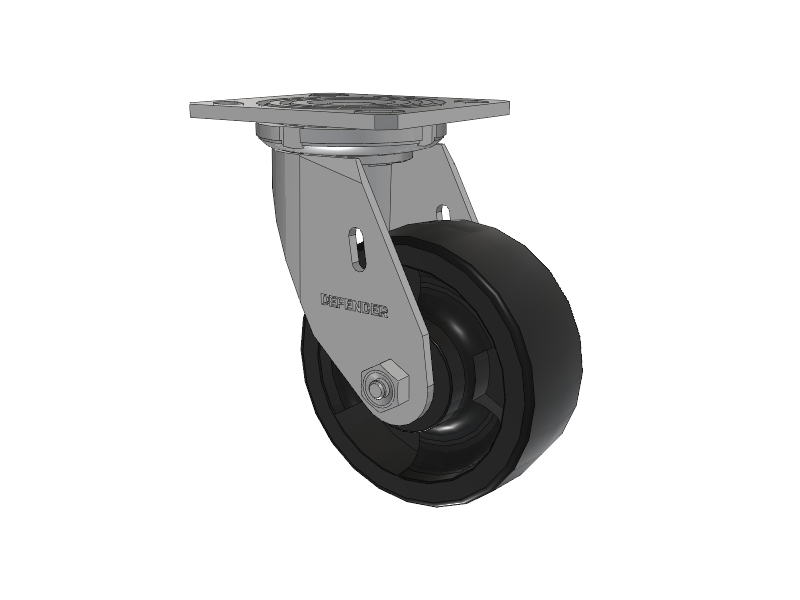 Defender D4 Series Stainless Steel Stainless Steel Top Plate Swivel Caster with 6 Hi-Temp Nylon Glass Filled Wheel