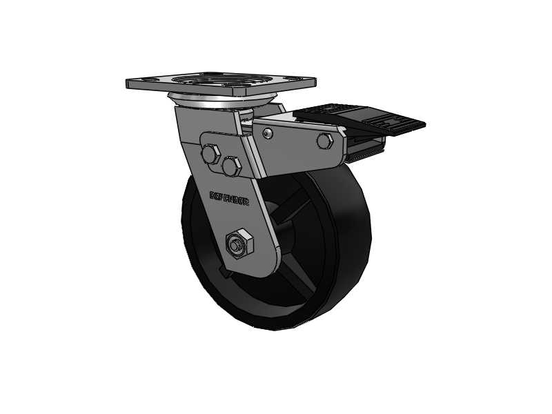 Defender D4 Series Stainless Steel Stainless Steel Top Plate Swivel Caster with 6 Polyolefin Wheel and Total Lock Brake