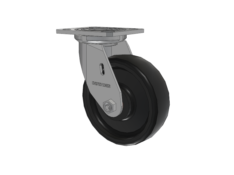 Defender D4 Series Stainless Steel Stainless Steel Top Plate Swivel Caster with 6 Endura Solid Elastomer Wheel