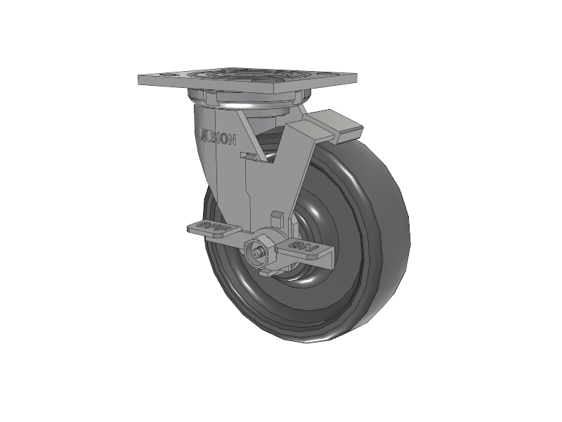 16 Series Top Plate Swivel Caster with 6 x 2 Grey Elastomer SE - Solid Elastomer Wheel and Face Brake