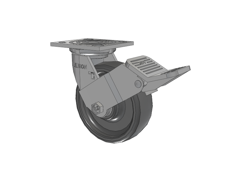 16 Series Top Plate Swivel Caster with 6 x 2 Grey Elastomer SE - Solid Elastomer Wheel and Face Brake