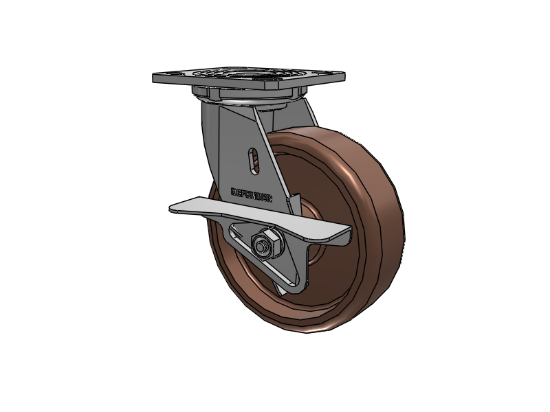 Defender D4 Series Stainless Steel Stainless Steel Top Plate Swivel Caster with 6 Thermo Hi-Temp Wheel and Side Lock Brake