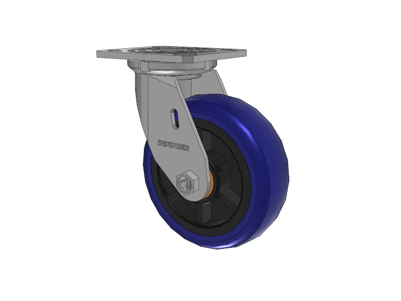 Defender D4 Series Stainless Steel Stainless Steel Top Plate Swivel Caster with 6 EG - Eagle Polyurethane (Polypropylene Core) Wheel