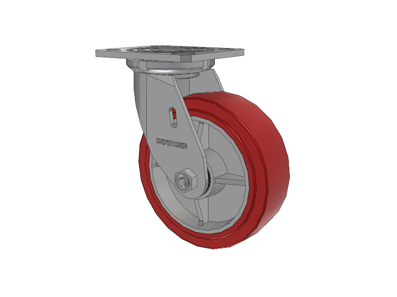 Defender D4 Series Stainless Steel Stainless Steel Top Plate Swivel Caster with 6 Polyurethane HI-TECH Wheel