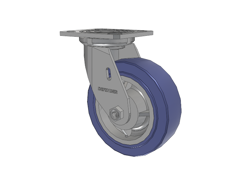 Defender D4 Series Stainless Steel Stainless Steel Top Plate Swivel Caster with 6 HydroTech (Flat) Wheel