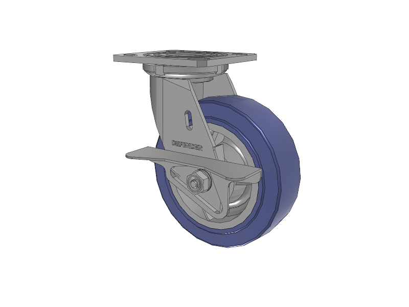 Defender D4 Series Stainless Steel Stainless Steel Top Plate Swivel Caster with 6 HydroTech (Flat) Wheel and Side Lock Brake