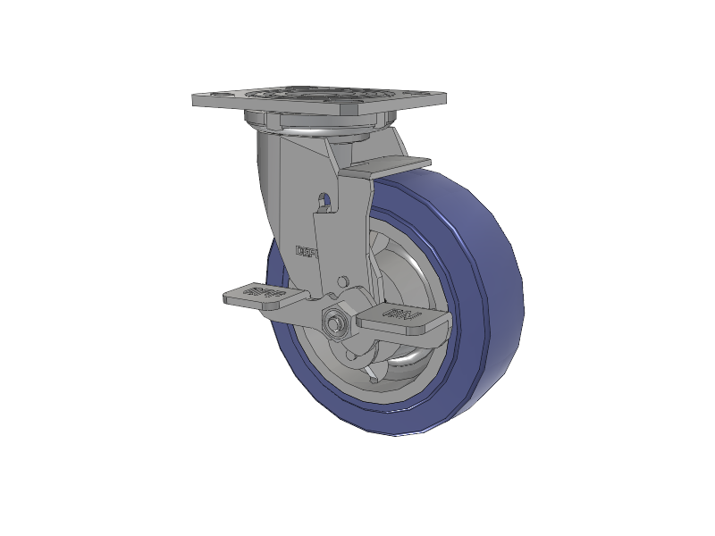 Defender D4 Series Stainless Steel Stainless Steel Top Plate Swivel Caster with 6 HydroTech (Flat) Wheel and Top Lock Brake