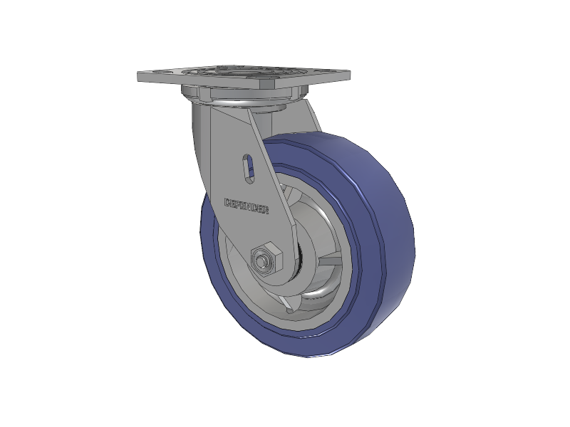 Defender D4 Series Stainless Steel Stainless Steel Top Plate Swivel Caster with 6 HydroTech (Flat) Wheel