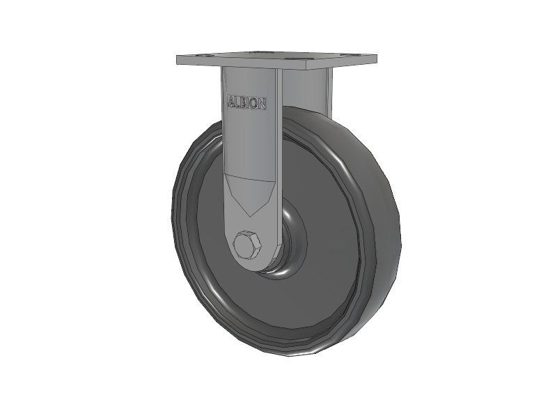 16 Series Top Plate Rigid Caster with 8 x 2 Grey Elastomer SE - Solid Elastomer Wheel