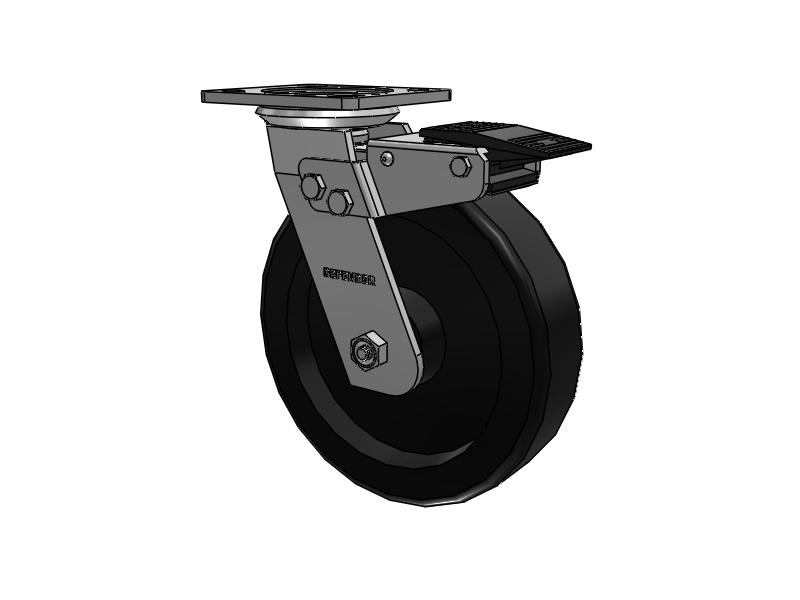 Defender D4 Series Stainless Steel Stainless Steel Top Plate Swivel Caster with 8 Phenolic Wheel and Total Lock Brake