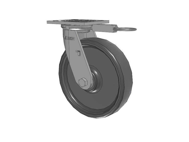 16 Series Top Plate Swivel Caster with 8 x 2 Grey Elastomer SE - Solid Elastomer Wheel