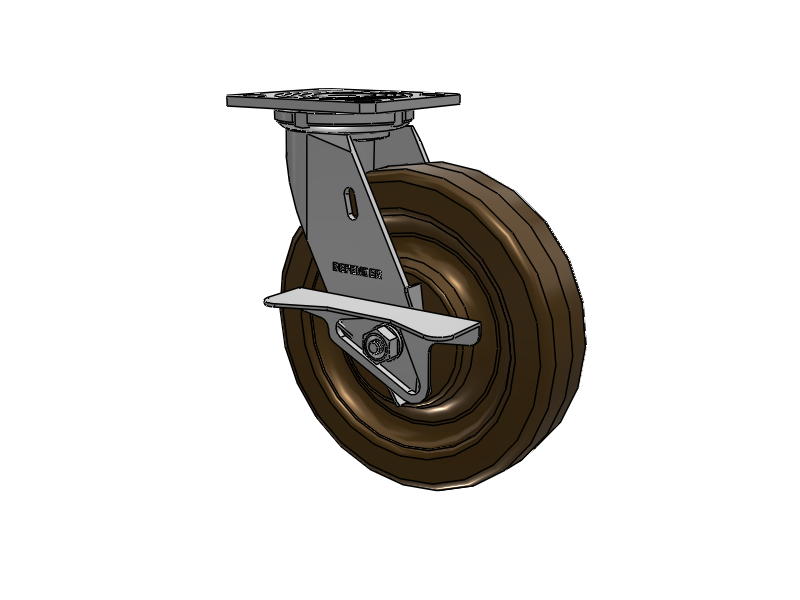 Defender D4 Series Stainless Steel Stainless Steel Top Plate Swivel Caster with 8 Phenolic - Hi-Temp Wheel and Side Lock Brake
