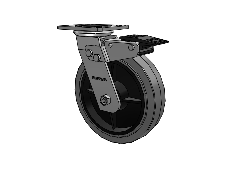 Defender D4 Series Stainless Steel Stainless Steel Top Plate Swivel Caster with 8 Performa Rubber (Flat/Conductive) Wheel and Total Lock Brake