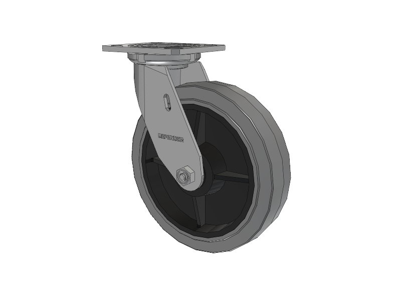 Defender D4 Series Stainless Steel Stainless Steel Top Plate Swivel Caster with 8 Performa Rubber (Flat/Conductive) Wheel