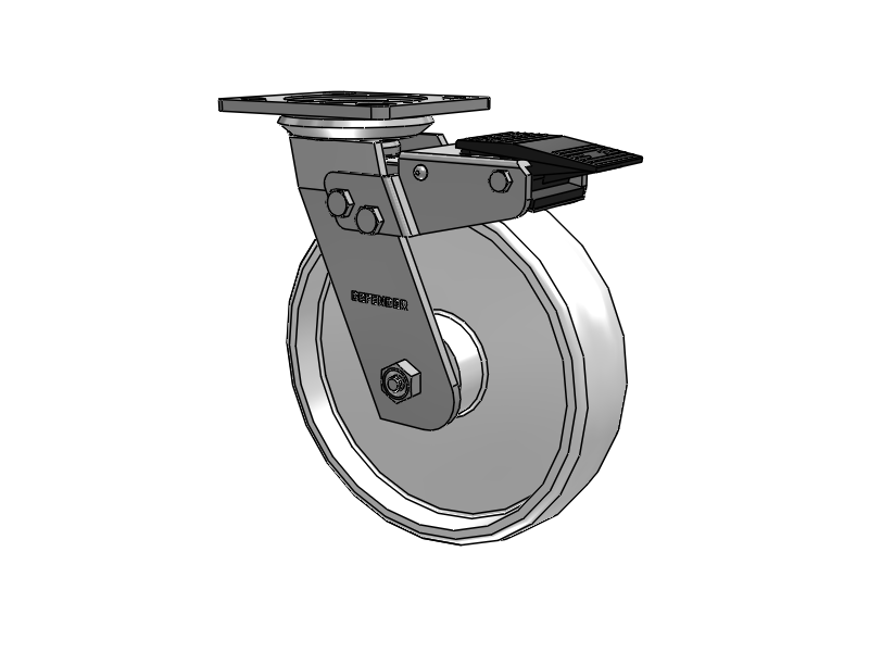 Defender D4 Series Stainless Steel Stainless Steel Top Plate Swivel Caster with 8 White Nylon Wheel and Total Lock Brake