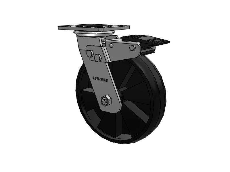 Defender D4 Series Stainless Steel Stainless Steel Top Plate Swivel Caster with 8 Maxim Nylon Glass Filled Wheel and Total Lock Brake