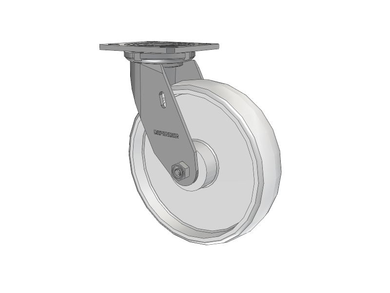 Defender D4 Series Stainless Steel Stainless Steel Top Plate Swivel Caster with 8 White Nylon Wheel