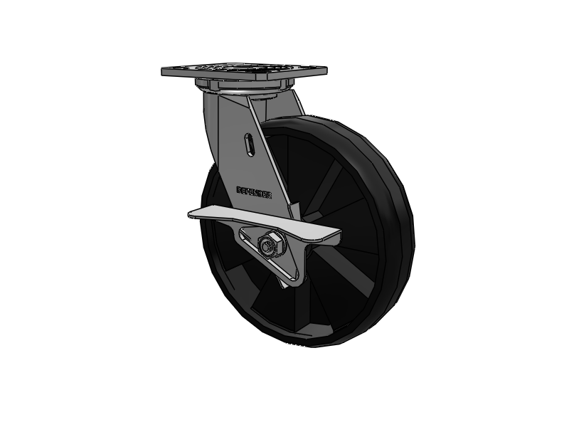 Defender D4 Series Stainless Steel Stainless Steel Top Plate Swivel Caster with 8 Maxim Nylon Glass Filled Wheel and Side Lock Brake