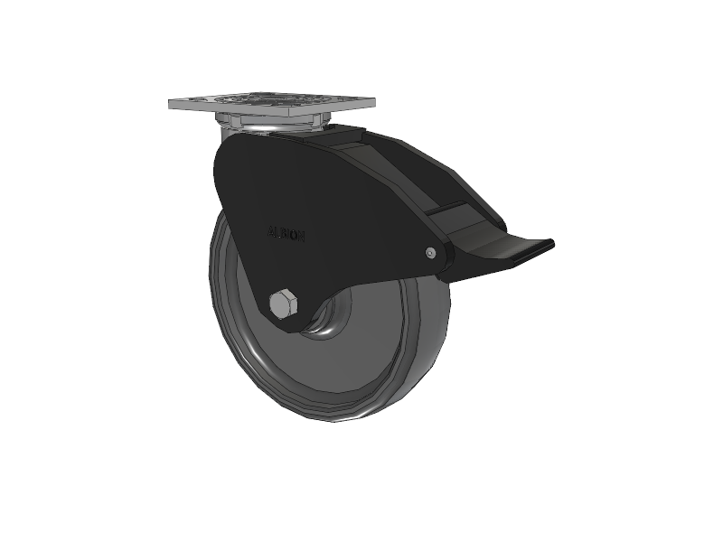 16 Series Top Plate Swivel Caster with 8 x 2 Grey Elastomer SE - Solid Elastomer Wheel and Total Lock Brake