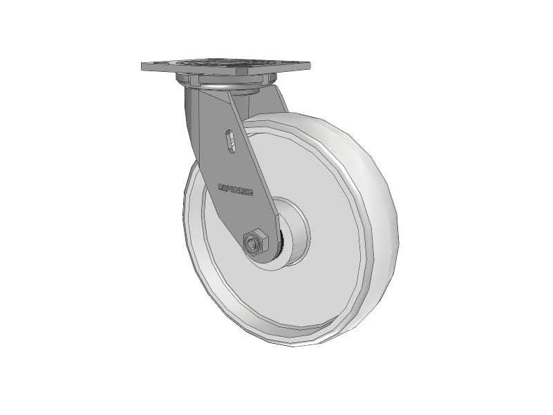 Defender D4 Series Stainless Steel Stainless Steel Top Plate Swivel Caster with 8 White Nylon Wheel
