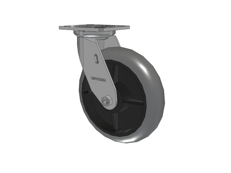 Defender D4 Series Stainless Steel Stainless Steel Top Plate Swivel Caster with 8 Performa Rubber (Round/Conductive) Wheel
