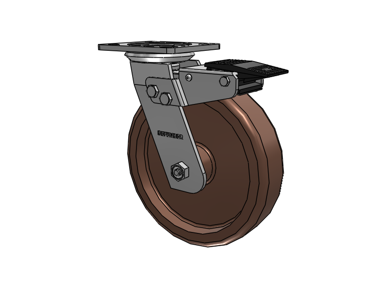 Defender D4 Series Stainless Steel Stainless Steel Top Plate Swivel Caster with 8 Thermo Hi-Temp Wheel and Total Lock Brake