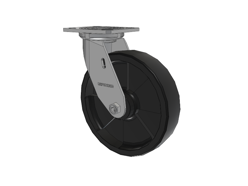 Defender D4 Series Stainless Steel Stainless Steel Top Plate Swivel Caster with 8 Hi-Temp Nylon Glass Filled Wheel