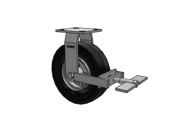 16 Series Pneumatic Casters Top Plate Rigid Caster with 8.6 x 2.5 Black Pneumatic Wheel and Face Brake
