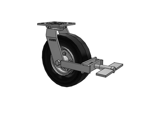 16 Series Pneumatic Casters Top Plate Swivel Caster with 8.6 x 2.5 Black Pneumatic Wheel and Face Brake
