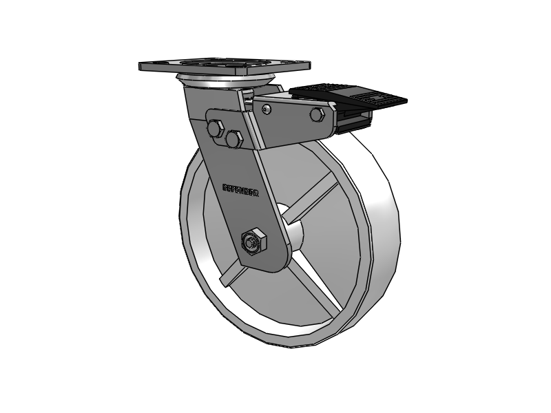 Defender D4 Series Stainless Steel Stainless Steel Top Plate Swivel Caster with 8 Retort Hi-Temp Wheel and Total Lock Brake