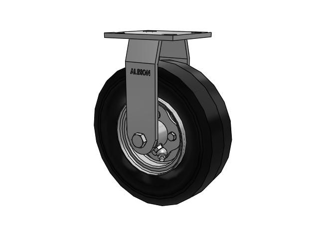 16 Series Pneumatic Casters Top Plate Rigid Caster with 8.6 x 2.5 Black Pneumatic Wheel