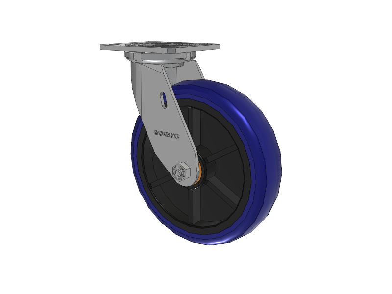 Defender D4 Series Stainless Steel Stainless Steel Top Plate Swivel Caster with 8 EG - Eagle Polyurethane (Polypropylene Core) Wheel