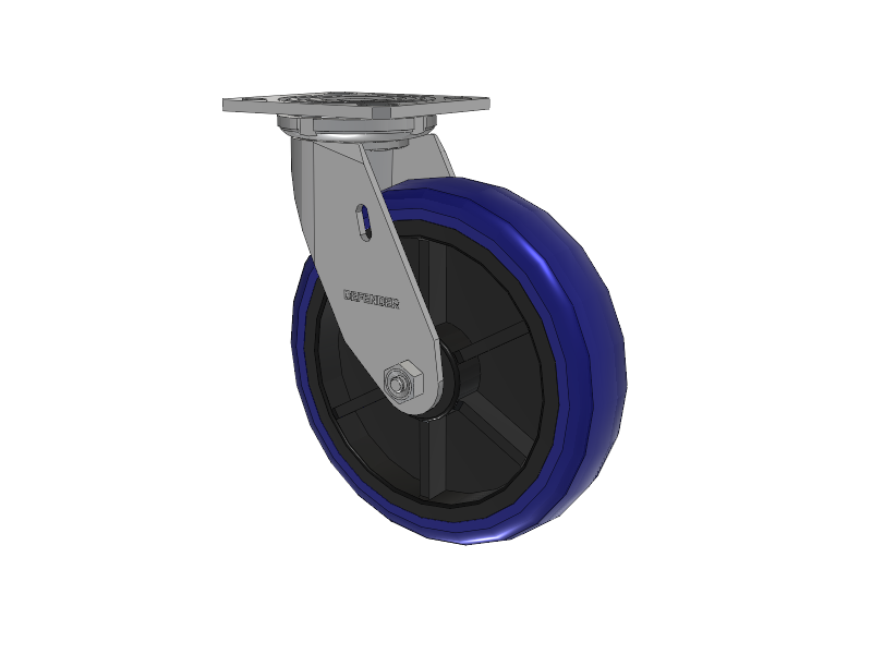 Defender D4 Series Stainless Steel Stainless Steel Top Plate Swivel Caster with 8 EG - Eagle Polyurethane (Polypropylene Core) Wheel