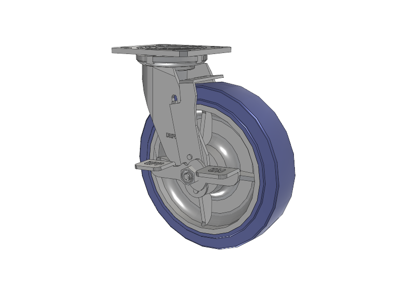 Defender D4 Series Stainless Steel Stainless Steel Top Plate Swivel Caster with 8 HydroTech (Flat) Wheel and Top Lock Brake
