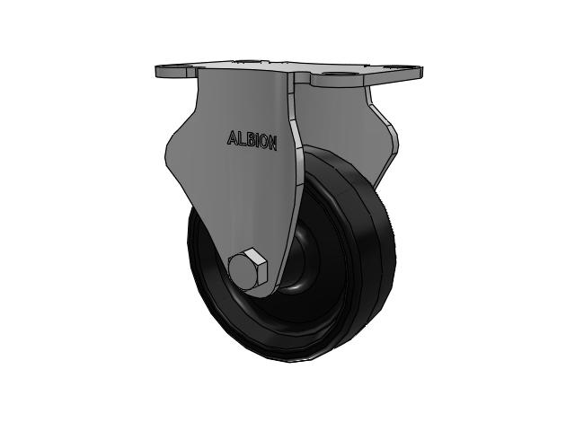 Dolly Casters Top Plate Rigid with 3.5 x 1.25 Black Polypropylene PB - Polypropylene Wheel