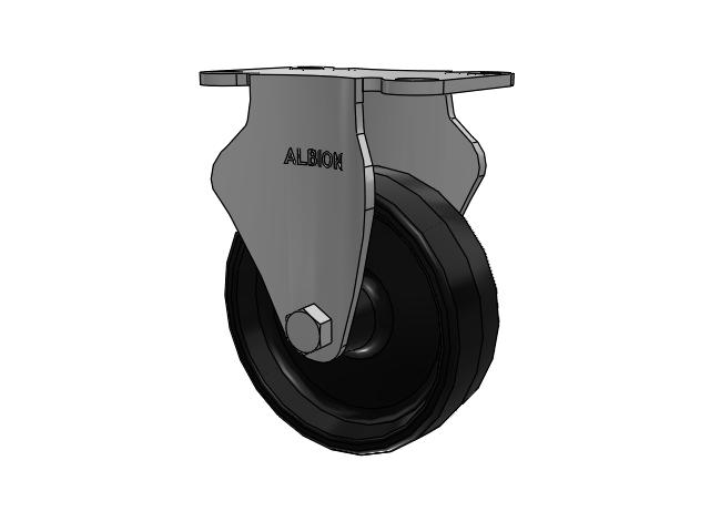 Dolly Casters Top Plate Rigid with 4 x 1.25 Black Polypropylene PB - Polypropylene Wheel