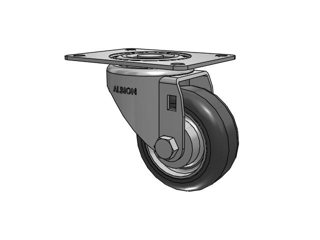 Dolly Top Plate Swivel Caster with 3 x 1.25 Grey Tread on Grey Polypropylene Core XA - Polyurethane (Polypropylene Core) Wheel