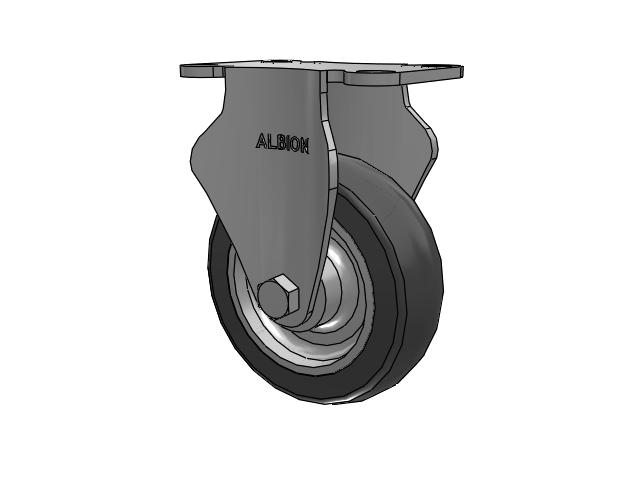 Dolly Casters Top Plate Rigid with 4 x 1.25 Grey Tread on Grey Polypropylene Core XA - Polyurethane (Polypropylene Core) Wheel