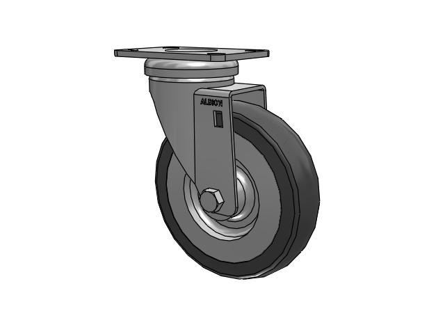 Dolly Top Plate Swivel Caster with 5 x 1.25 Grey Tread on Grey Polypropylene Core XA - Polyurethane (Polypropylene Core) Wheel