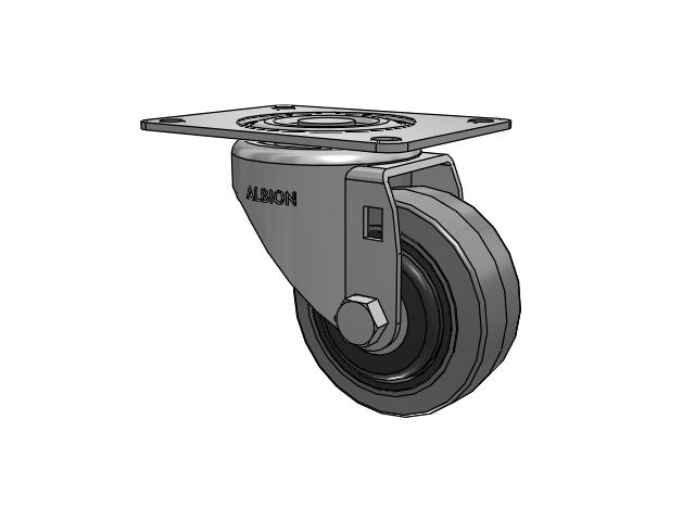 Dolly Top Plate Swivel Caster with 3 x 1.25 Grey Tread on Grey Core XS - Performa X-tra Soft Rubber (Flat) - Prevenz Antimicrobial Wheel