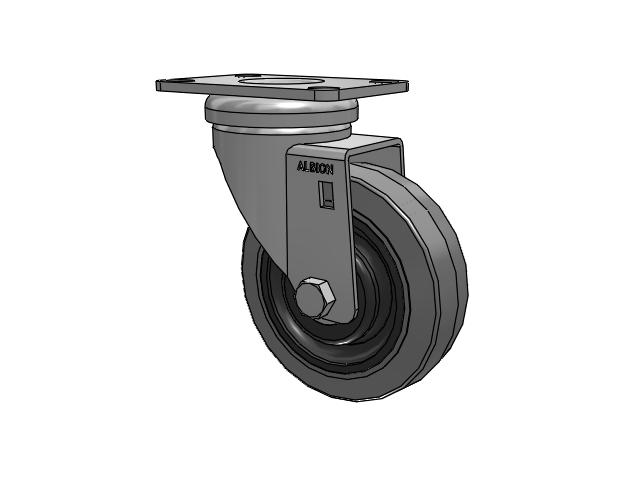 Dolly Top Plate Swivel Caster with 4 x 1.25 Grey Tread on Grey Core XS - Performa X-tra Soft Rubber (Flat) - Prevenz Antimicrobial Wheel